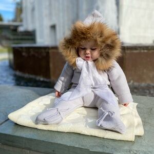 Baby Winter Outfit with Fur Hood